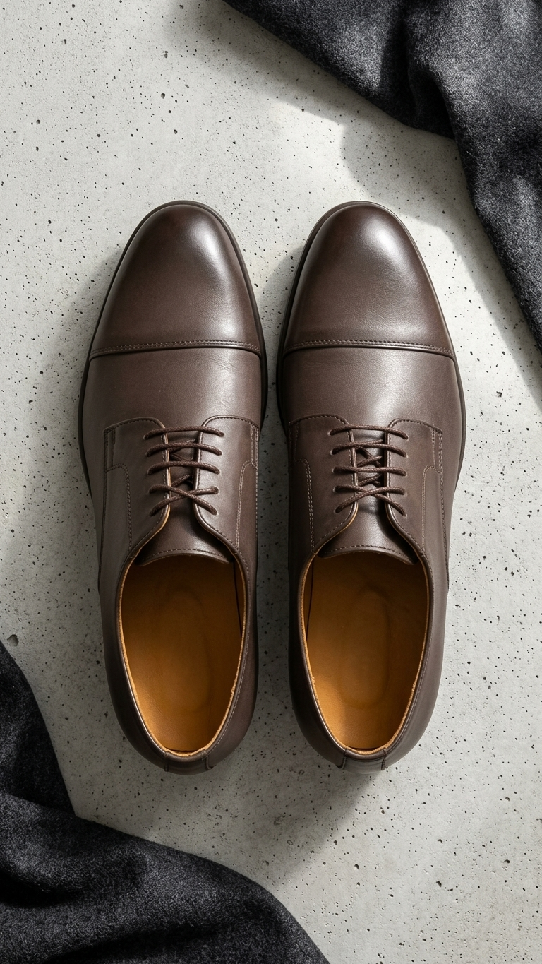 The Classic Cap Toe Original Leather Formal Shoes for Men Derby Dress Shoes