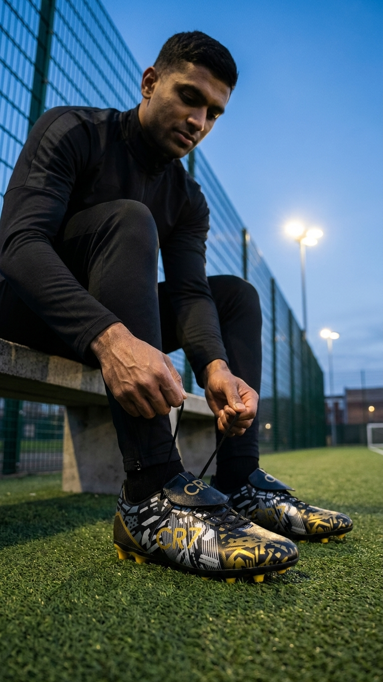 The Legacy Strike Premium Black & Gold Football Boots for Men Firm Ground Soccer Cleats