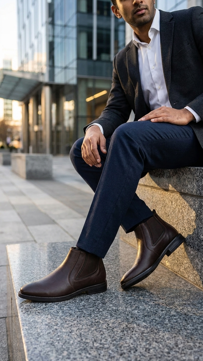 The Espresso Chelsea Original Leather Chelsea Boots for Men Slip On Ankle Boots