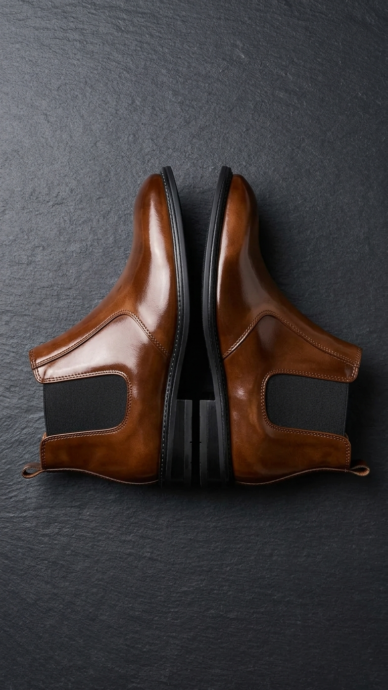 The Cognac Chelsea Original Leather Chelsea Boots for Men Slip On Ankle Boots