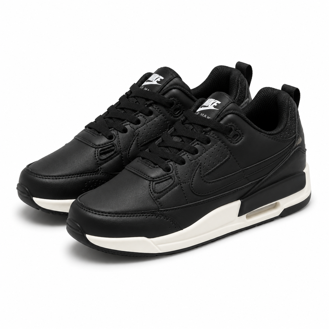 Black Sneakers with Cushioned Sole Men's Sport Shoes